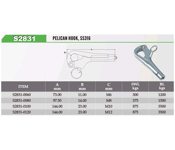 Gancho Pelicano Inox 316