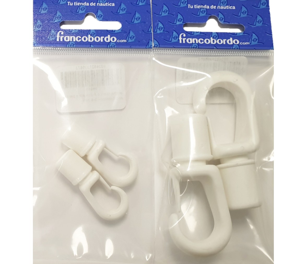 Gancho Blanco Automatico de Cabo Elastico- 2 unidades