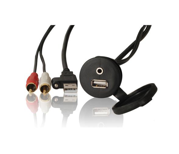 Fusion Conector para montaje en panel USB y conector AUX de 3,5 mm