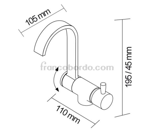 Grifo Abatible de Laton Cromado