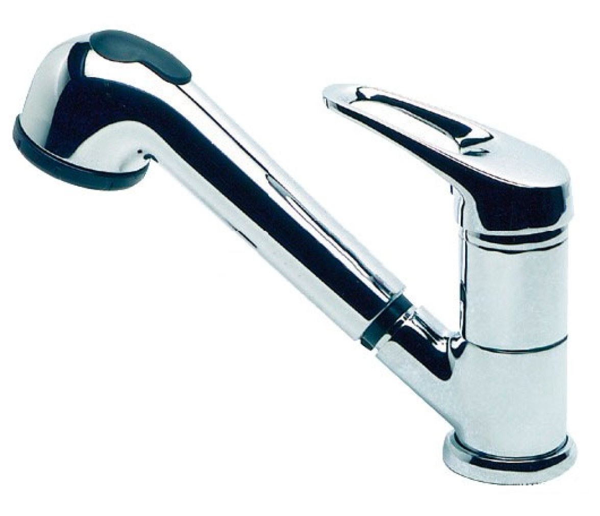 Grifo Laton Cromado Mezclador Monomando con Ducha Extraible