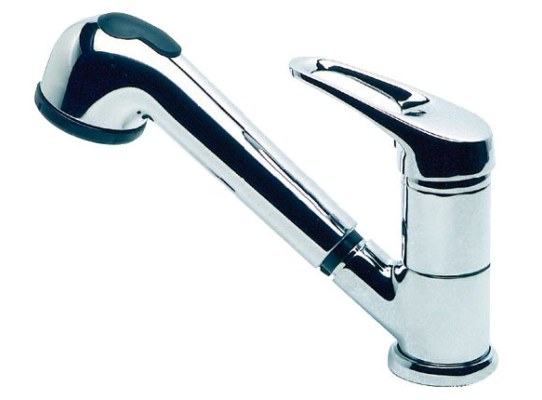 Grifo Laton Cromado Mezclador Monomando con Ducha Extraible