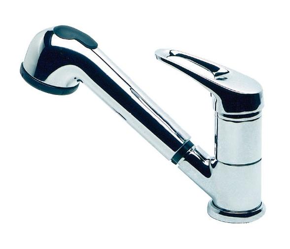 Grifo Laton Cromado Mezclador Monomando con Ducha Extraible