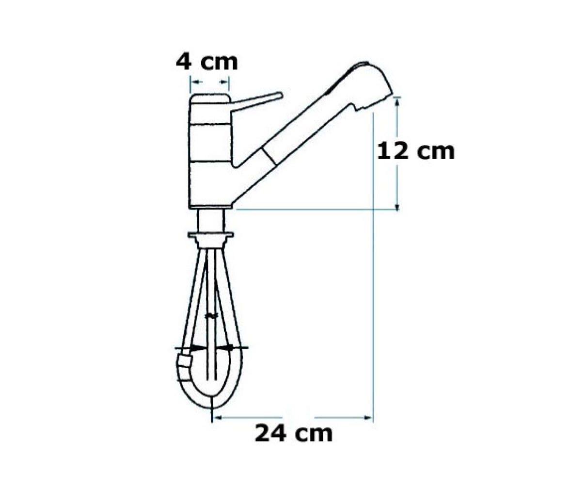 Grifo Laton Cromado Mezclador Monomando con Ducha Extraible