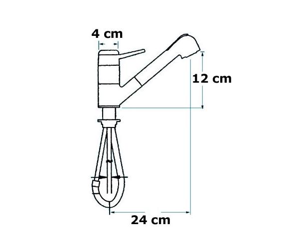 Grifo Laton Cromado Mezclador Monomando con Ducha Extraible
