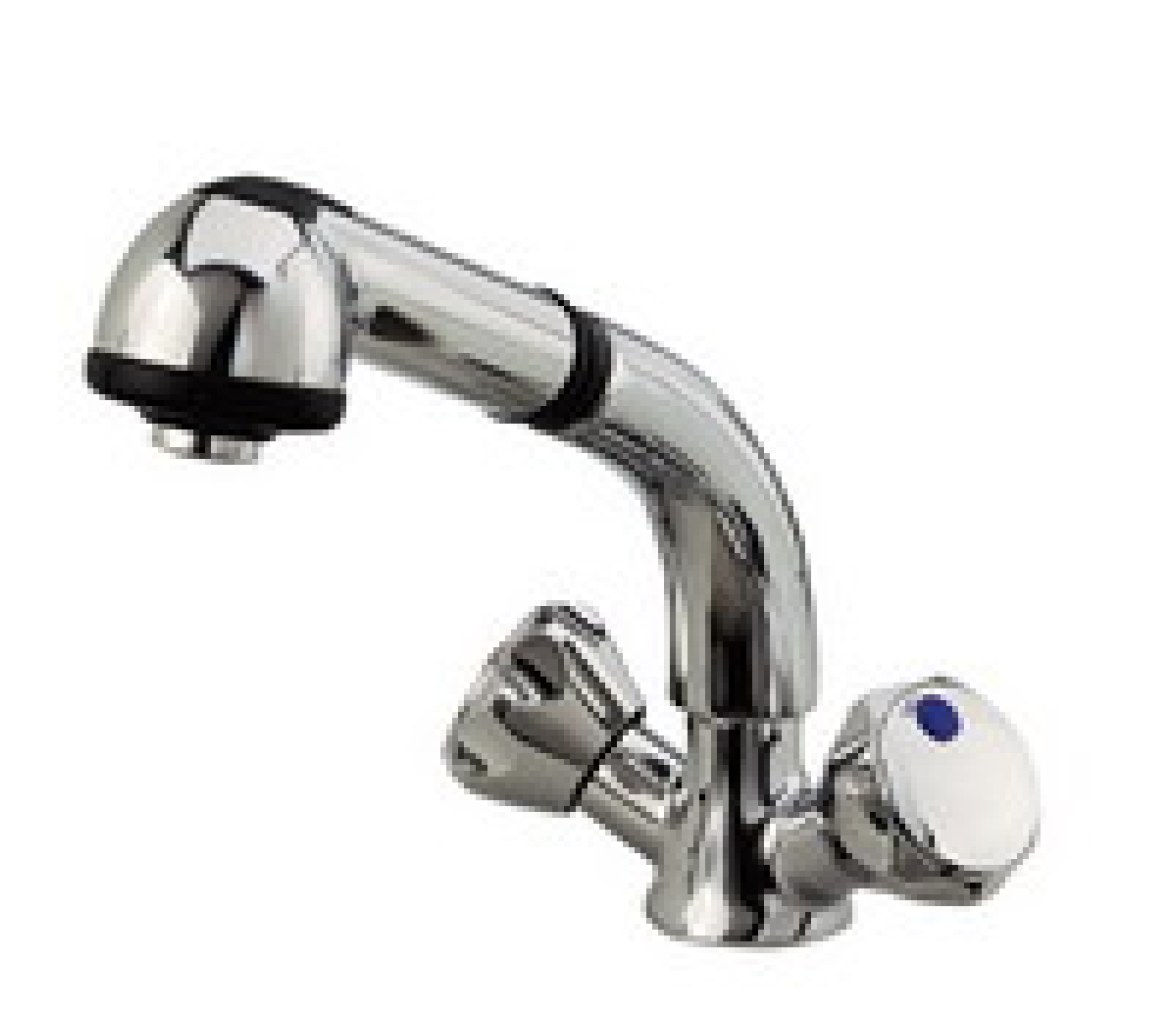 Grifo Mezclador con Ducha Extraible Laton Cromado Plastimo
