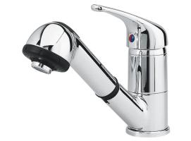 GRIFO MEZCLADOR MONOMANDO CON DUCHA EXTRAIBLE LATON CROMADO PLASTIMO