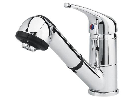 GRIFO MEZCLADOR MONOMANDO CON DUCHA EXTRAIBLE LATON CROMADO PLASTIMO