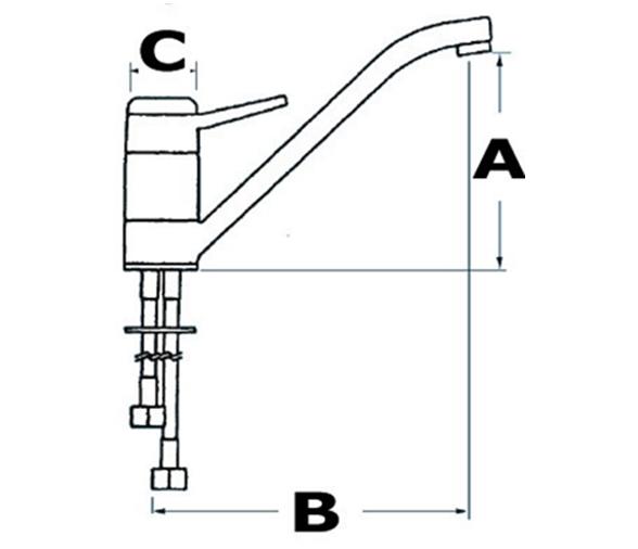 Grifo Mezclador Olivia monomando con válvula cerámica largo