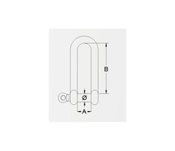 Grillete Recto Largo Inox 316 con Eje Imperdible Vinox