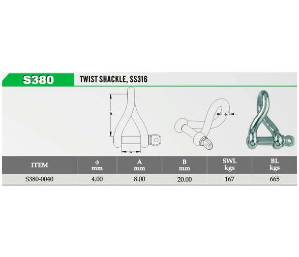 Grillete Revirado Inox Blister 2 unidades - 4mm