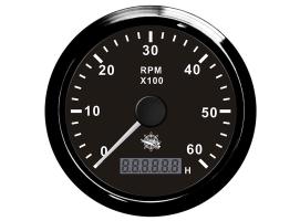 Osculati Tacometro Dial Negro con Cuentahoras
