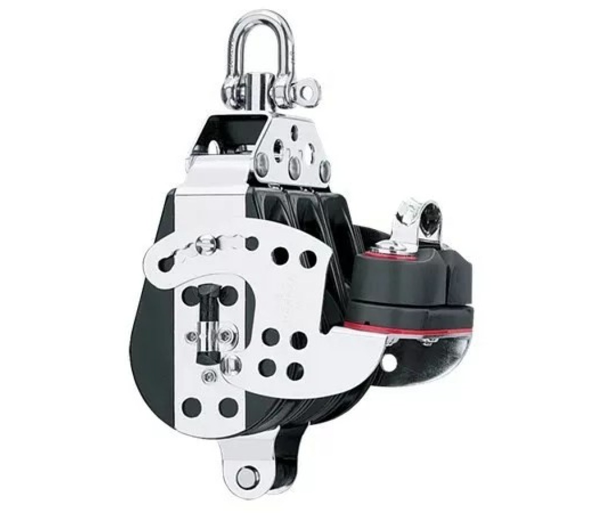 Harken 1556 Polea de violín triple Hexaratchet 76 mm con gaza
