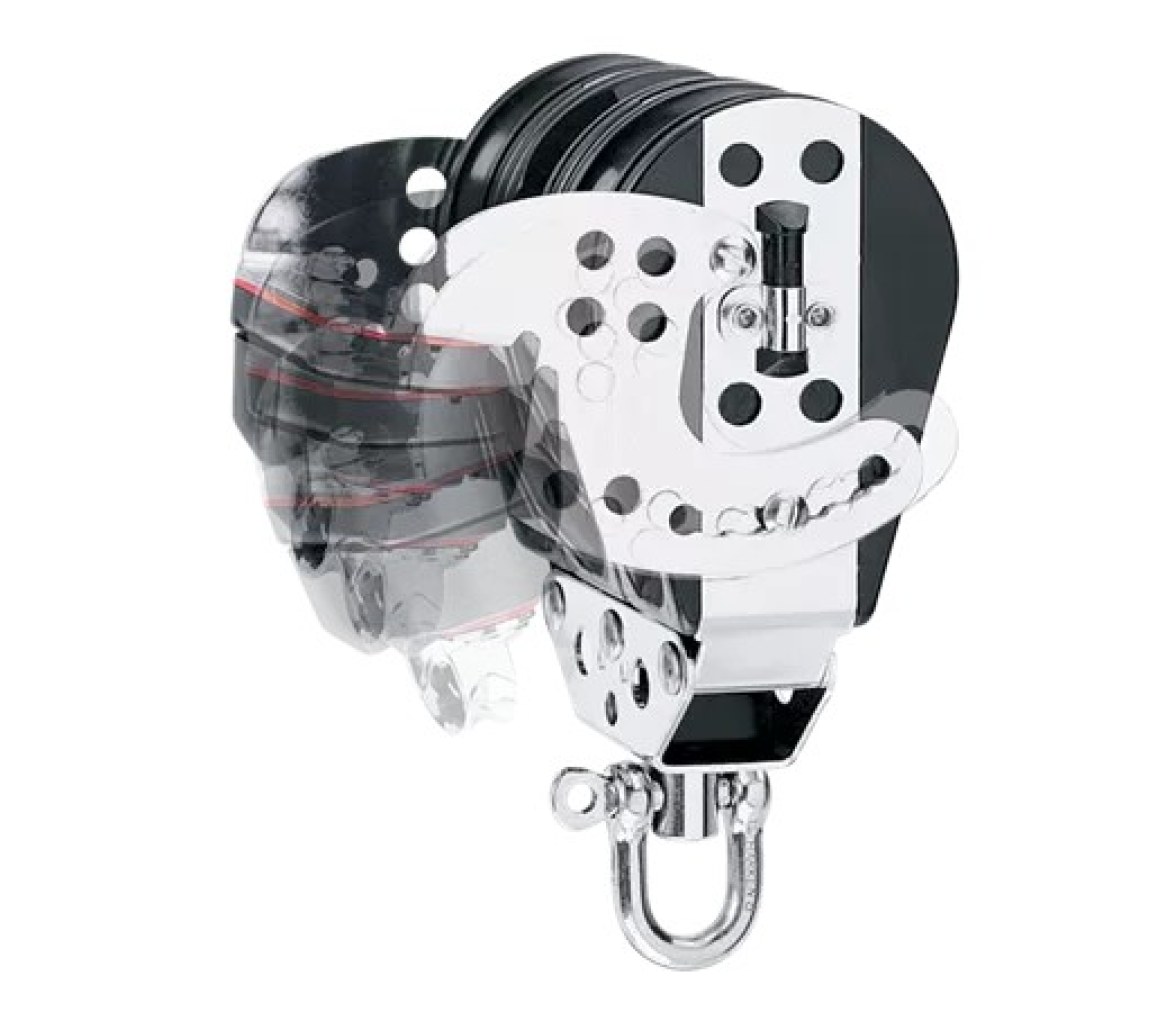 Harken 1566 Polea de violín Hexaratchet 76 mm con gaza y leva