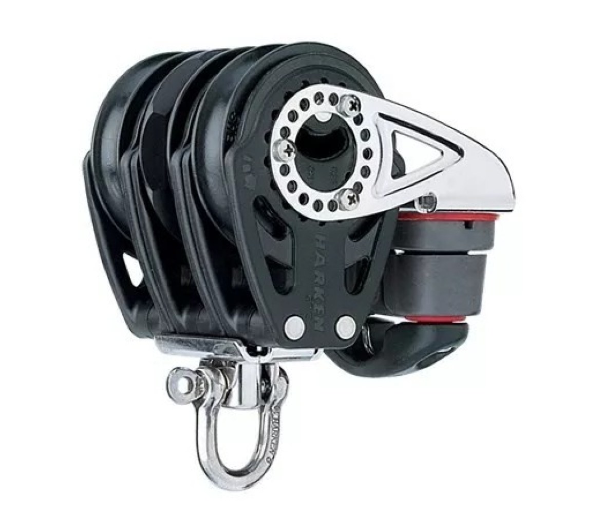 Harken 2140 Polea de violín triple con carraca, giratoria y mordaza de levas 57