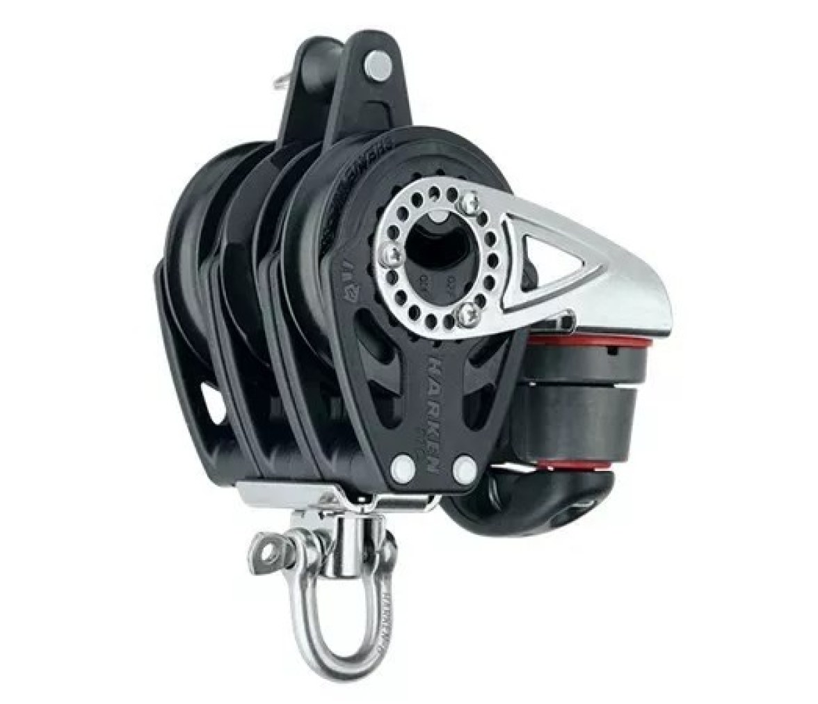 Harken 2141 Polea triple de carraca 57mm con roldana, gaza y mordaza