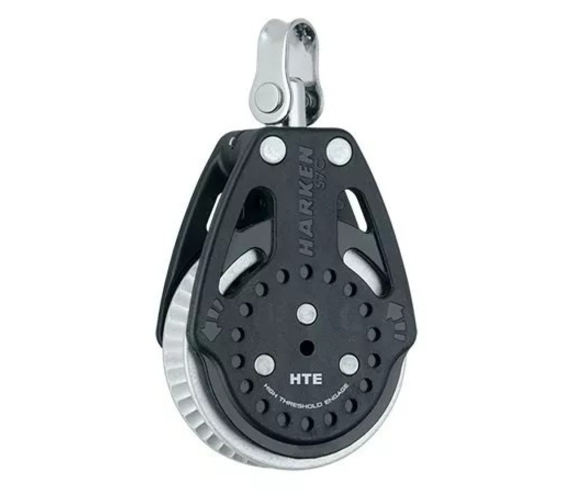 Harken 2168.HTE Polea de violín Ratchamatic HTE 57 mm con giratoria