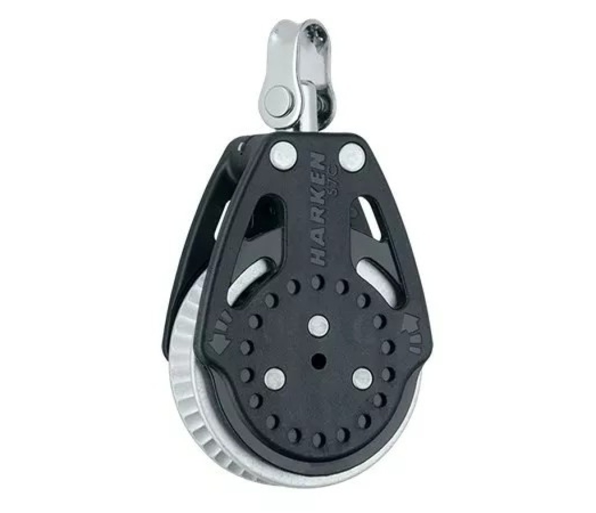 Harken 2168 Polea de violín Ratchamatic 57 mm con roldana y 2 mordazas