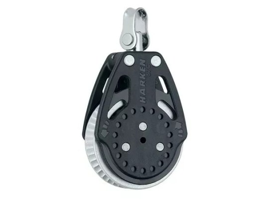 Harken 2168 Polea de violín Ratchamatic 57 mm con roldana y 2 mordazas