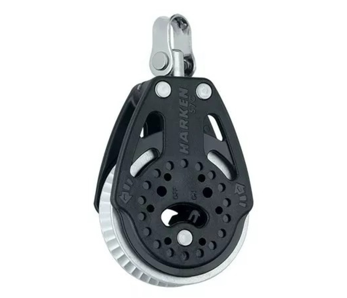 Harken 2169 Polea de violín con carraca y roldana de 57 mm, giratoria