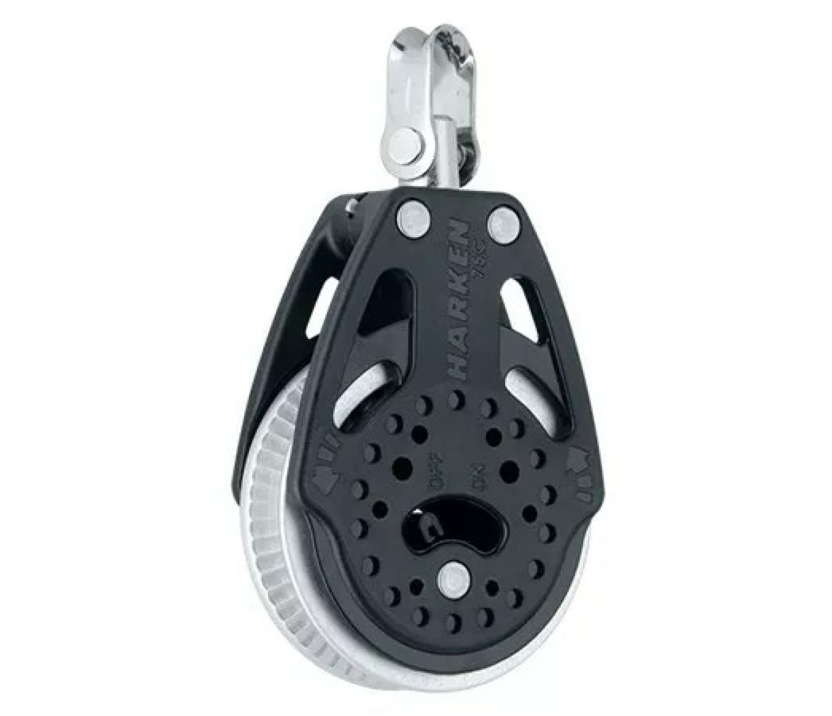 Harken 2176 Polea de violín con carraca y roldanas de agarre, 75 mm