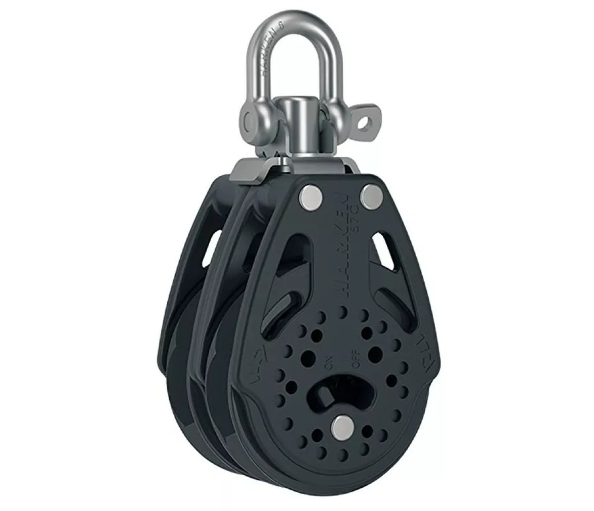 Harken 2178 Polea doble con carraca de 57 mm con giratoria