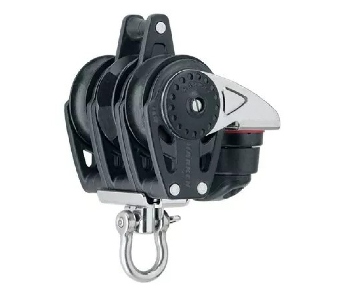 Harken 2613 Polea de violín triple carraca 40 mm con swivel, gaza y mordaza de l