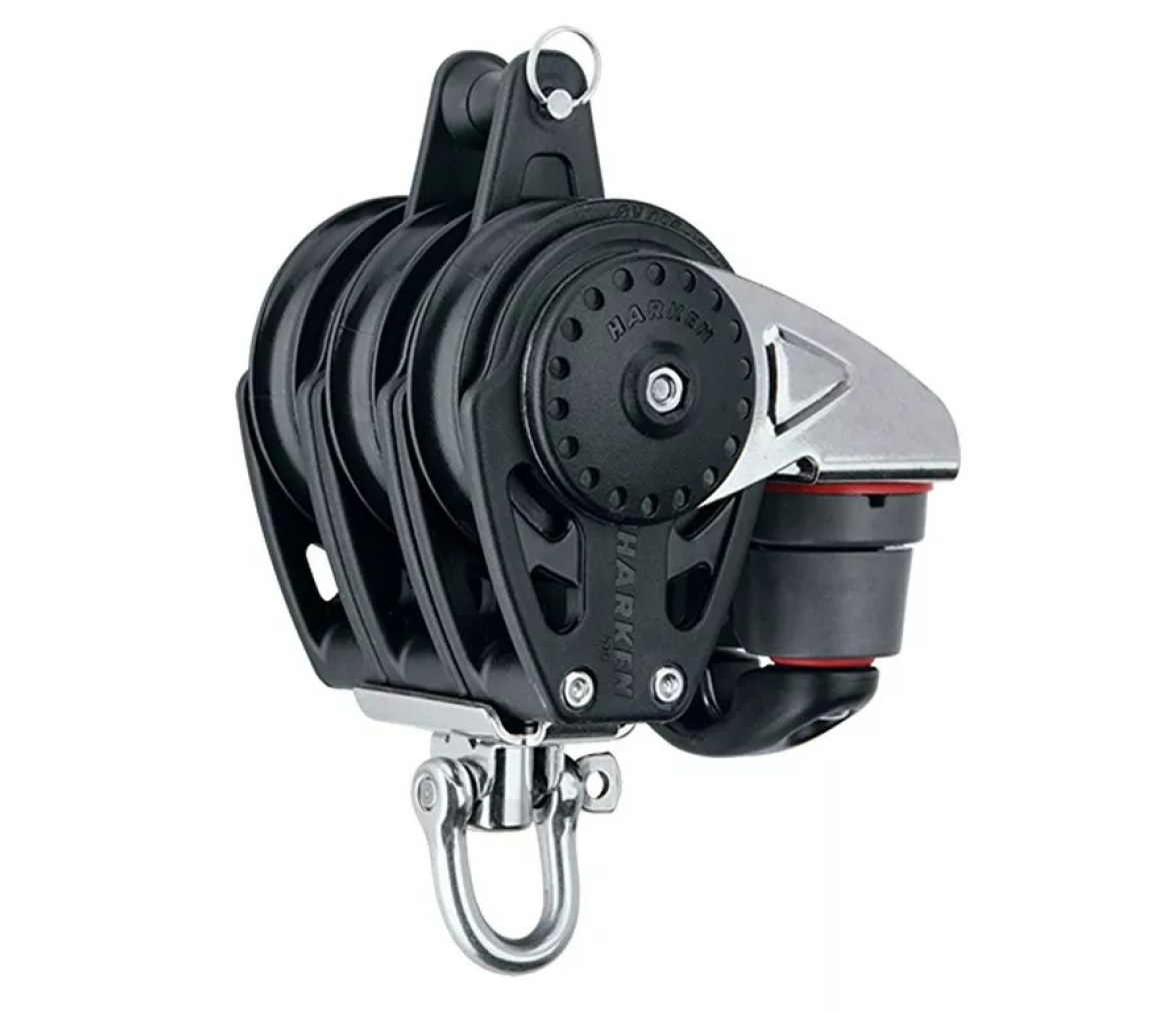 Harken 2618 Triple polea 57 mm con roldanas, gaza y mordaza de levas