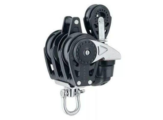 Harken 2619 Polea triple de carraca con swivel, gaza y mordaza de levas