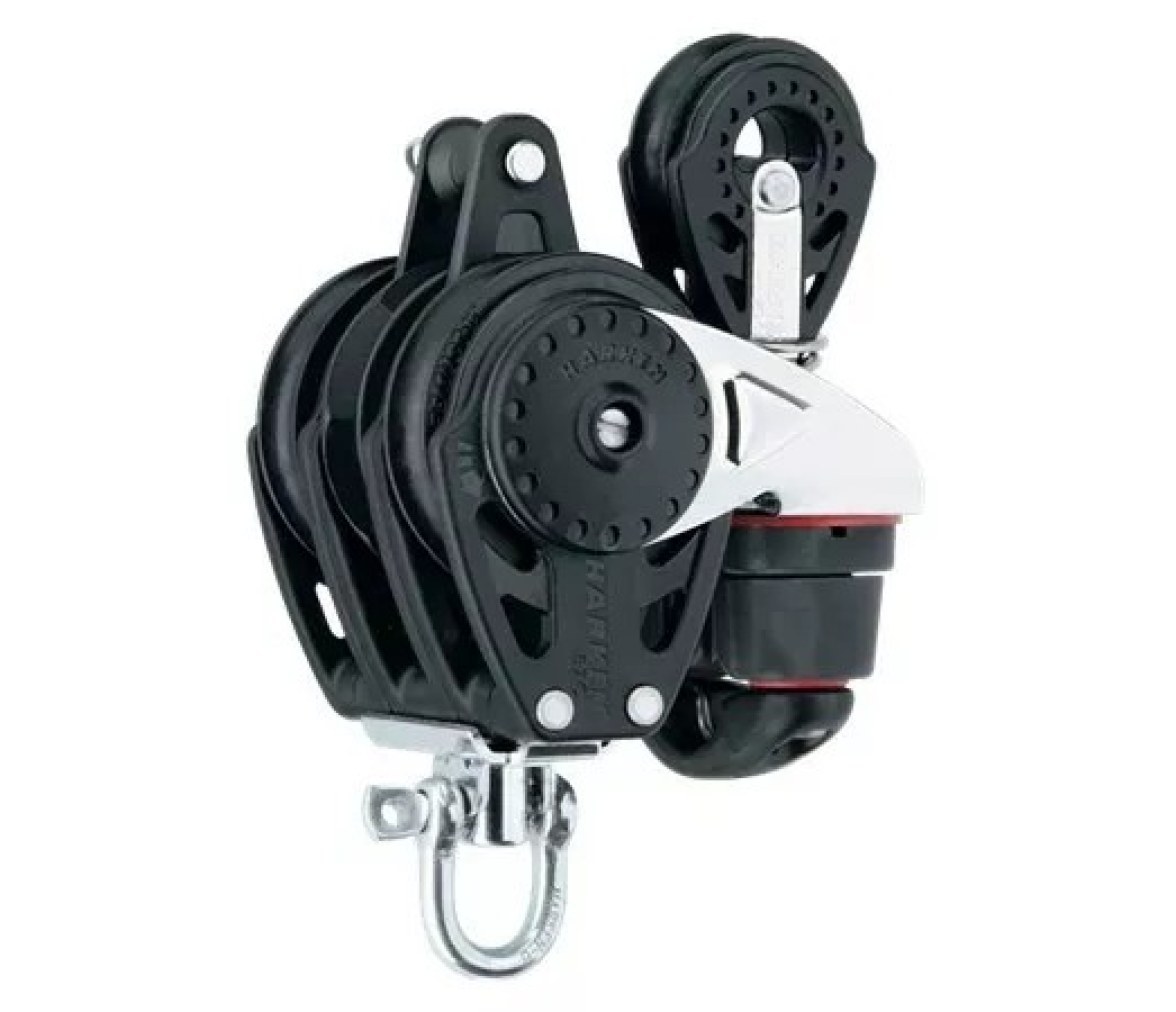 Harken 2632 Polea triple 57 mm con carraca, roldana y mordaza