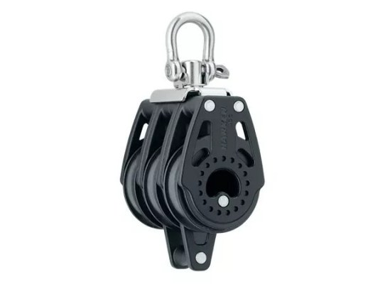 Harken 2641 Polea triple 40 mm con roldanas, giratoria y gaza