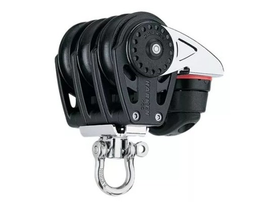 Harken 2647 Polea triple de 40 mm con giratoria y mordaza de levas