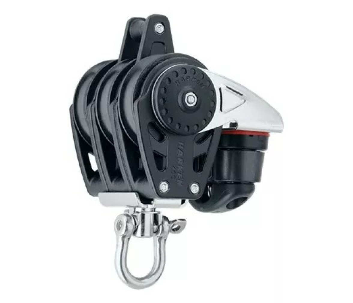 Harken 2648 Triple polea de 40 mm con swivel, gaza y mordaza