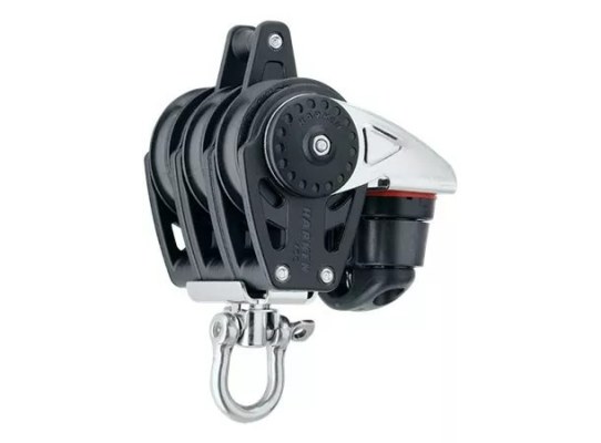 Harken 2648 Triple polea de 40 mm con swivel, gaza y mordaza