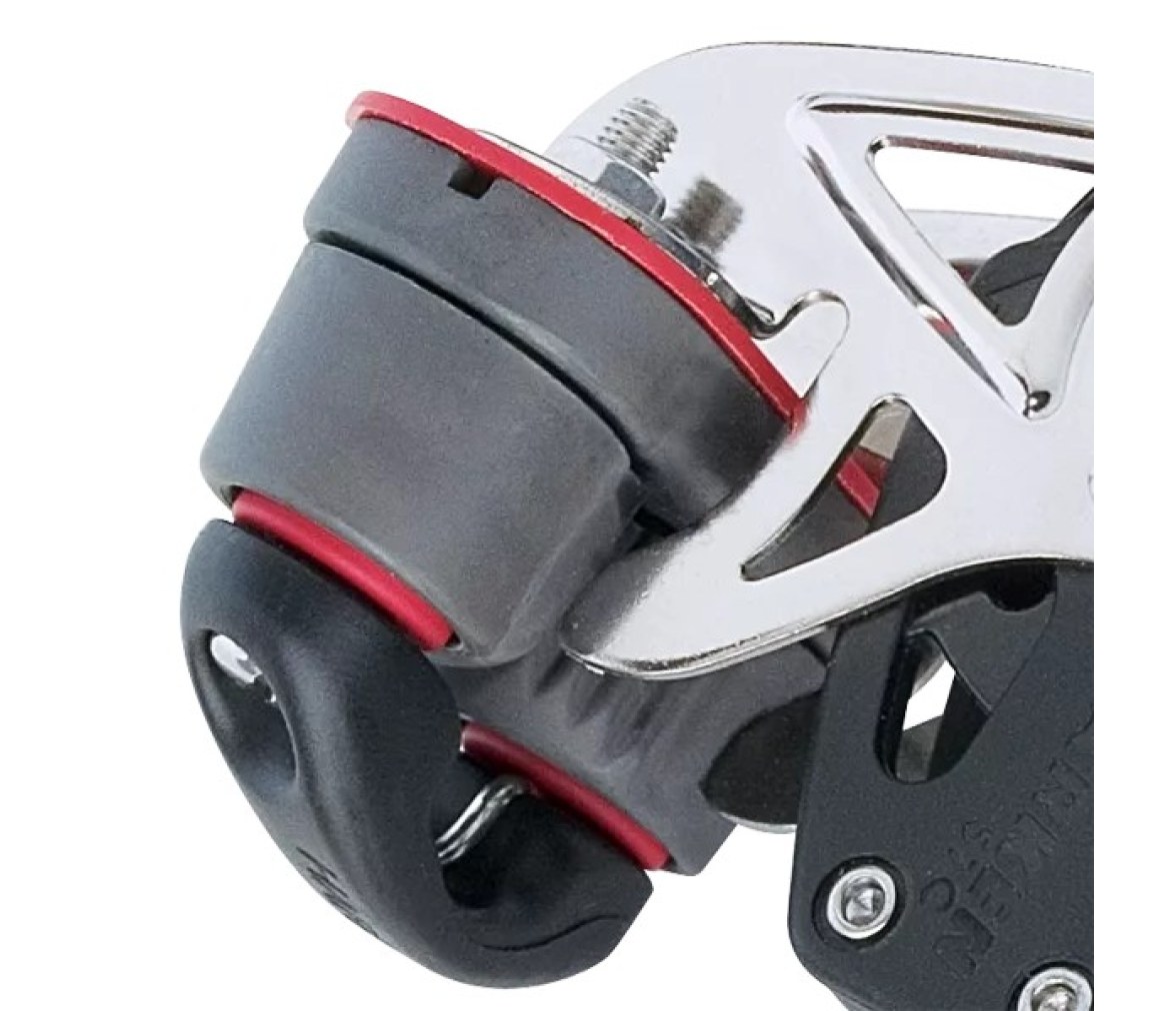 Harken 2667 Polea de 75 mm con roldana, giratoria, gaza y mordaza de levas