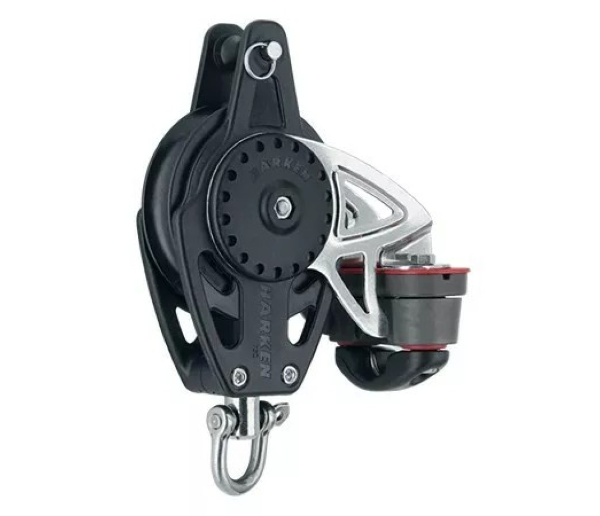 Harken 2667 Polea de 75 mm con roldana, giratoria, gaza y mordaza de levas