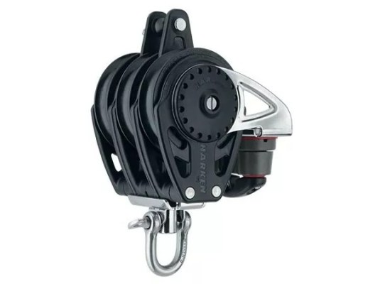 Harken 2669 Polea triple de 75 mm con giratoria, gaza y mordaza de levas