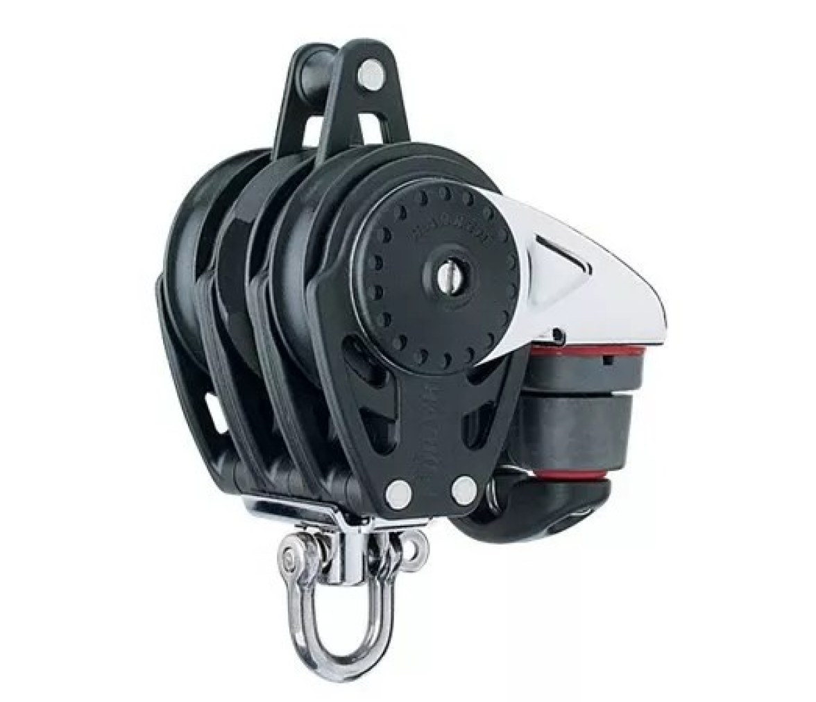 Harken 2686 Polea triple de carraca automática con giratoria, gaza y mordaza de