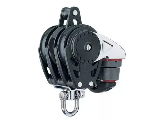 Harken 2686 Polea triple de carraca automática con giratoria, gaza y mordaza de
