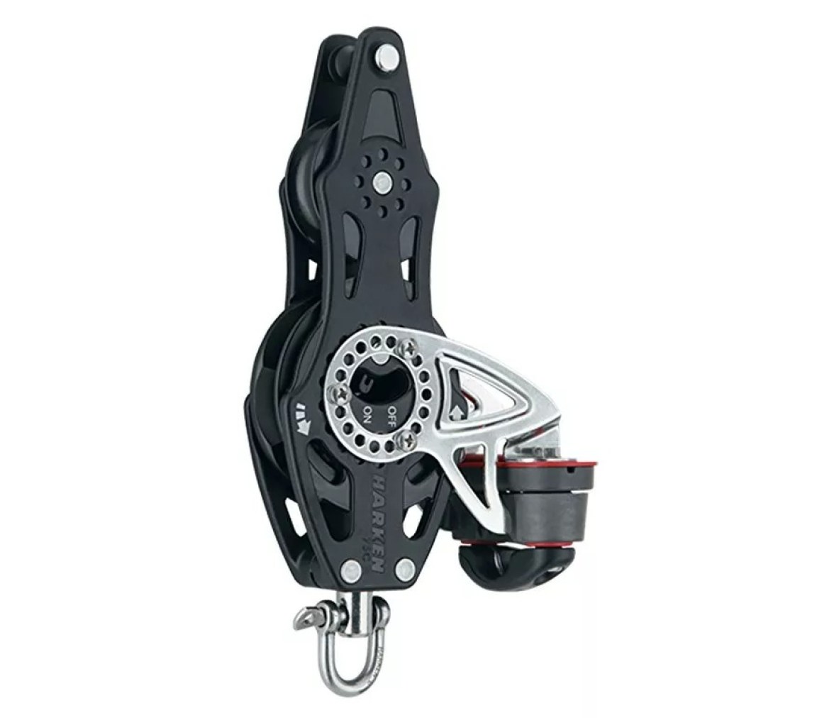 Harken 2697 Polea de violín 75 mm con roldana de carraca, giratoria, gaza y mord