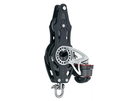 Harken 2697 Polea de violín 75 mm con roldana de carraca, giratoria, gaza y mord