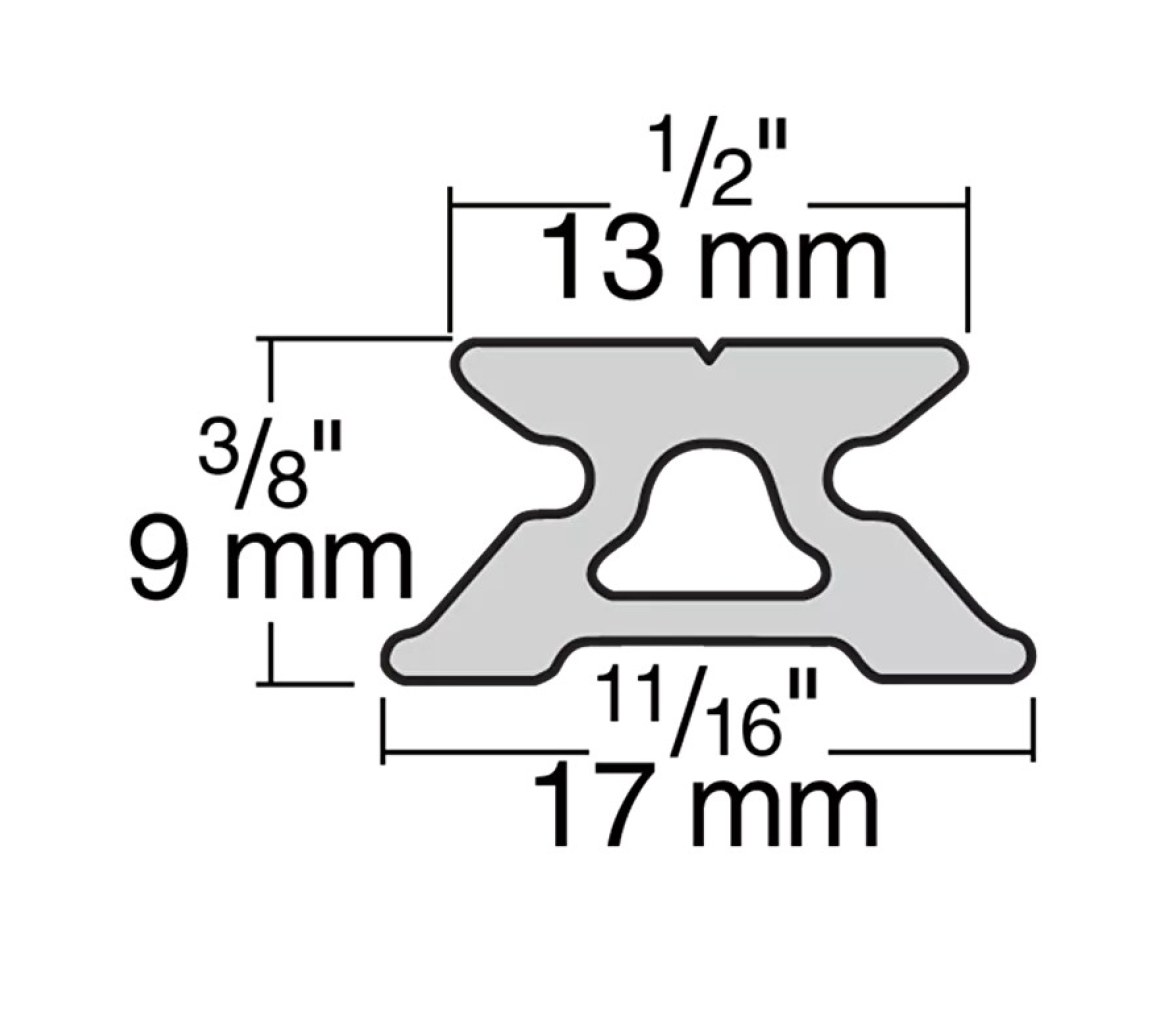 Harken 2707.1M Carril de escota 13 mm bajo, 1 m