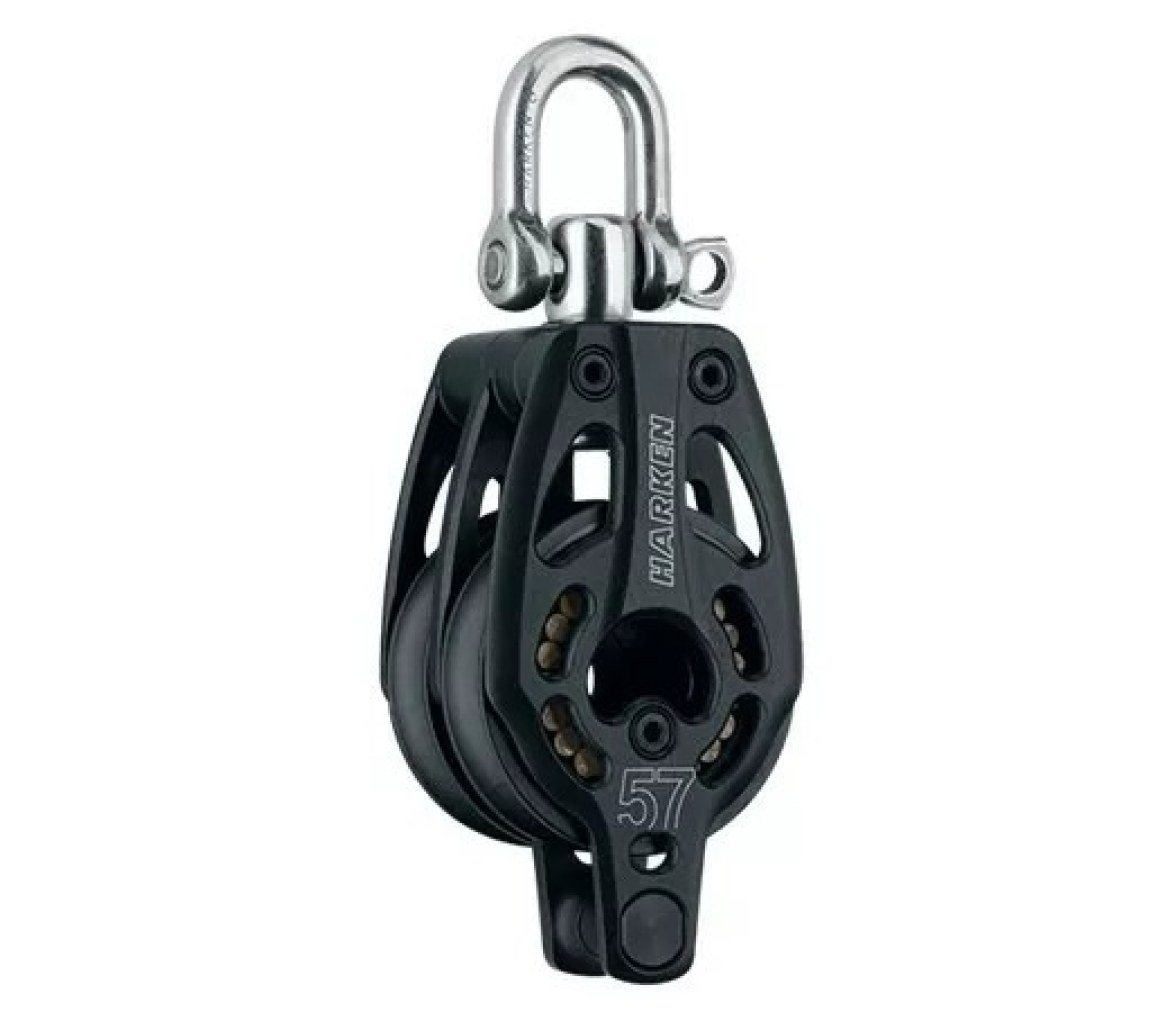Harken 3218 Polea doble de aluminio 57 mm con giratoria y gaza