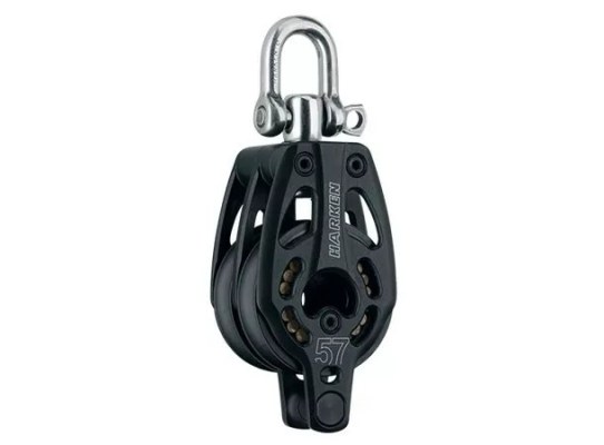 Harken 3218 Polea doble de aluminio 57 mm con giratoria y gaza