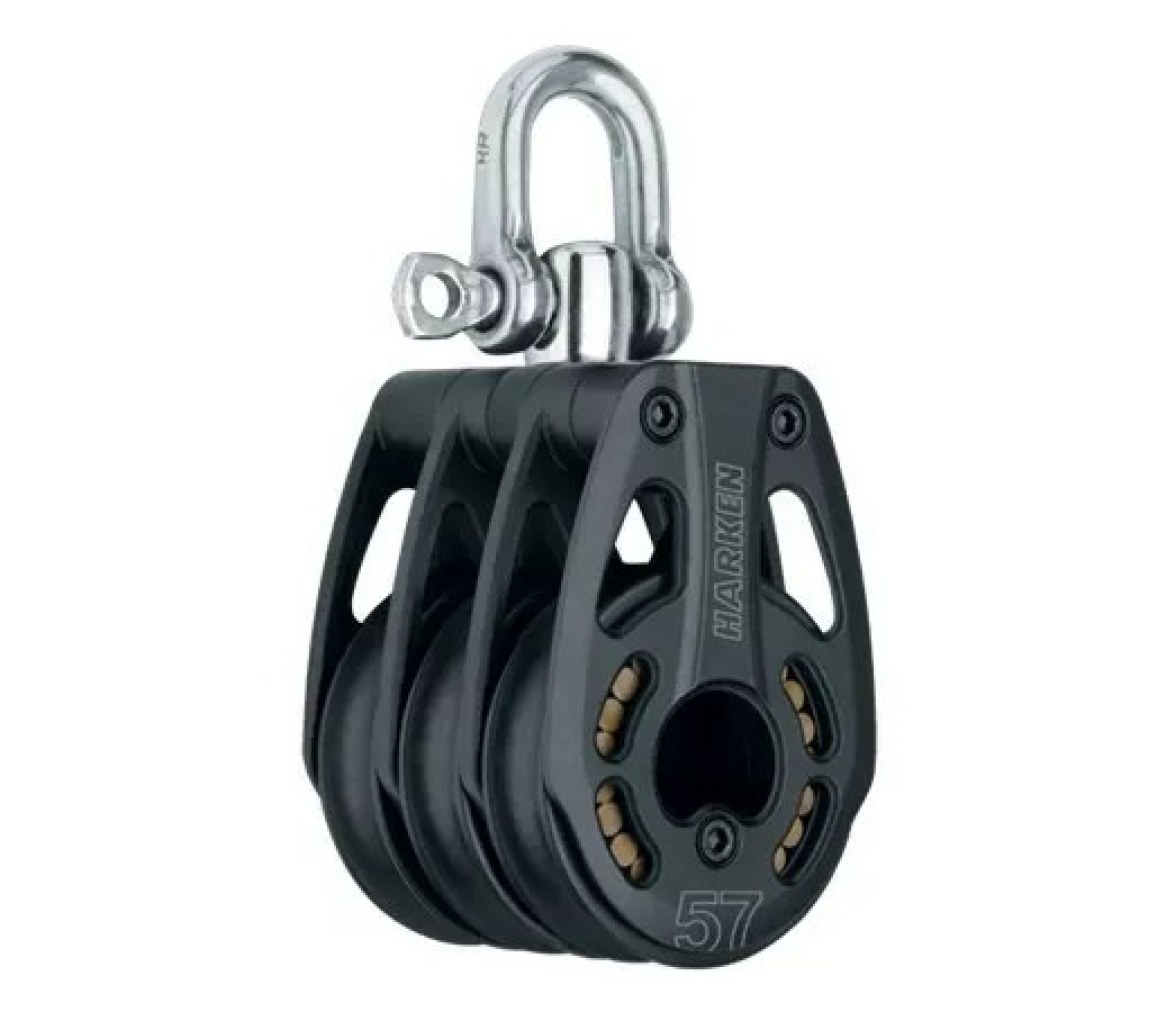 Harken 3219 Polea triple de aluminio 57 mm con giratoria
