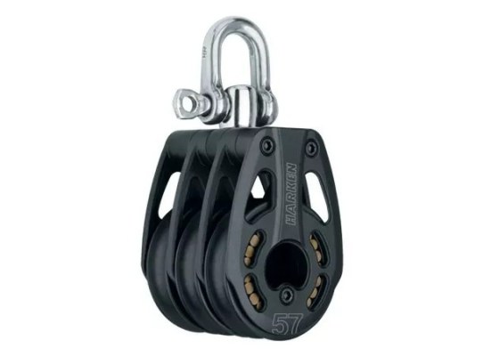 Harken 3219 Polea triple de aluminio 57 mm con giratoria