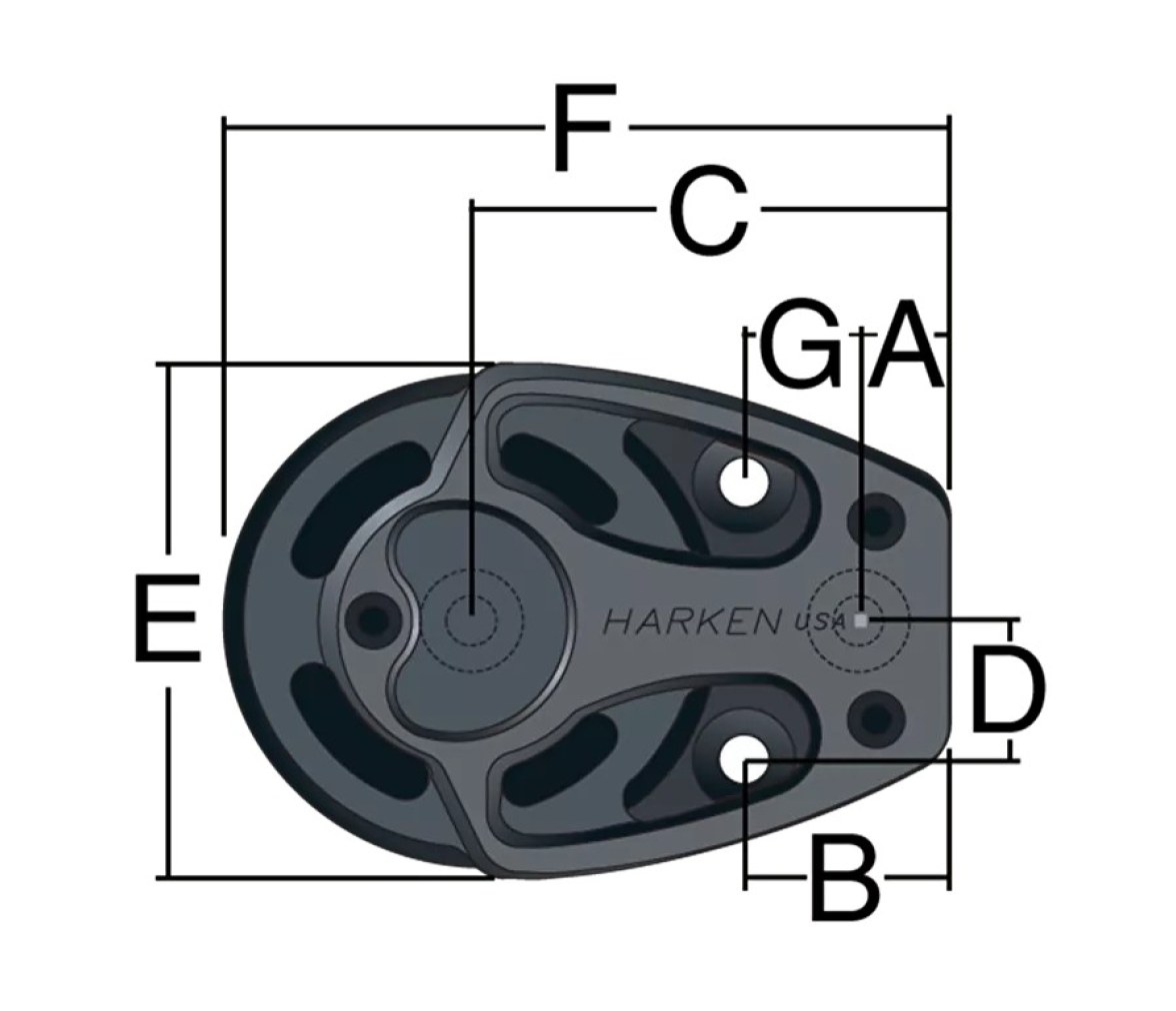 Harken 3221 Polea de pie Lockoff 57 mm