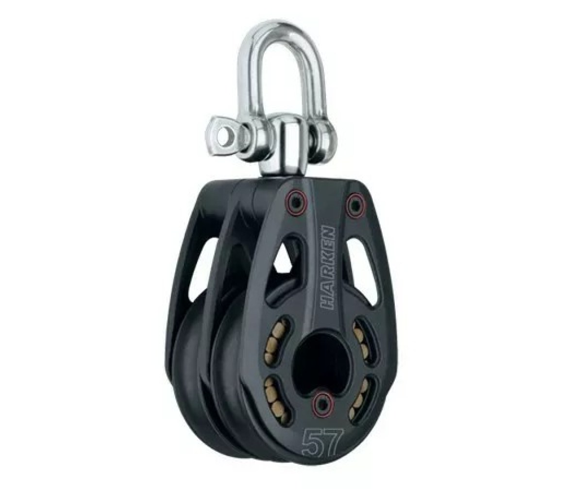 Harken 3228 Polea doble de aluminio 57 mm con giratoria
