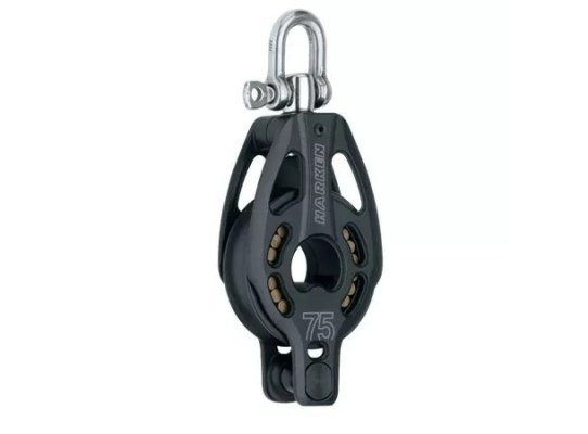 Harken 3232 Polea de 75 mm con rodamiento, giratoria y gaza
