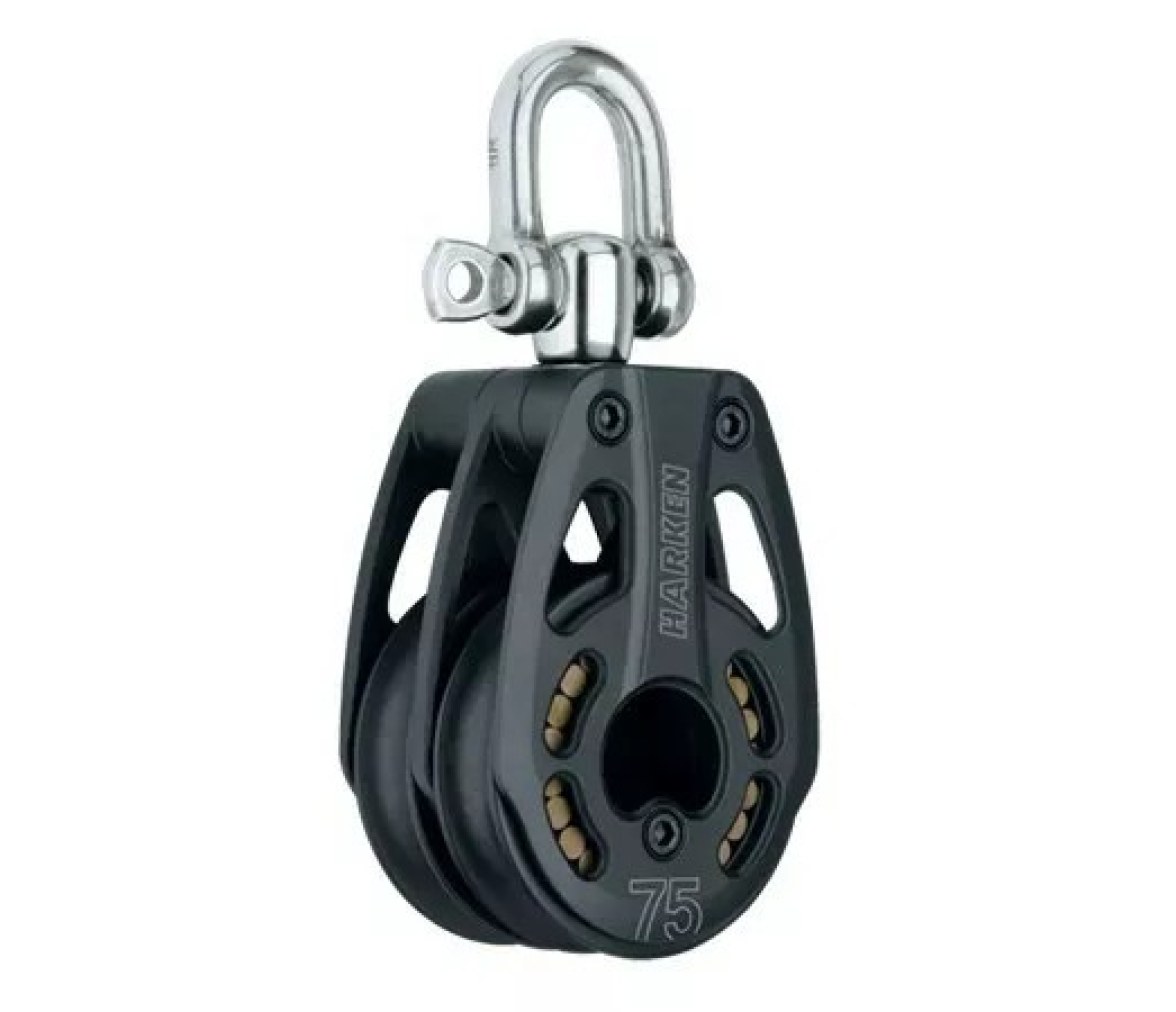 Harken 3233 Polea doble de aluminio de 75 mm con giratoria